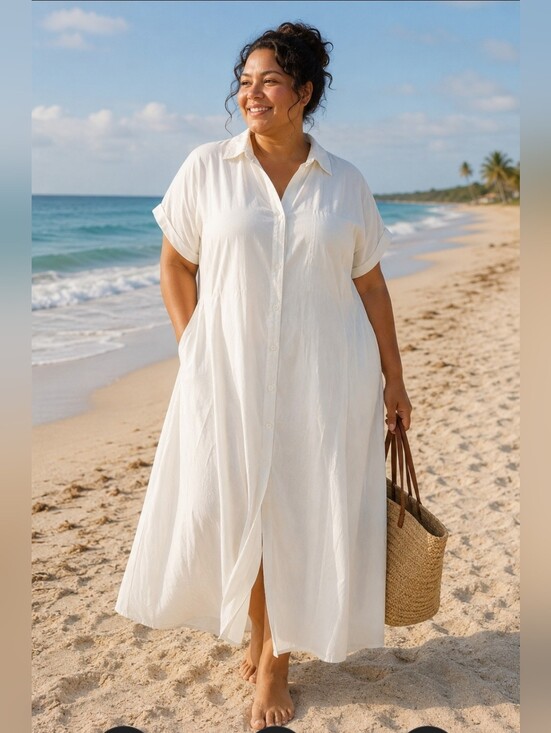 Ava & Viv Dresses & Skirts - Ava & Viv White Button-Front Maxi Dress